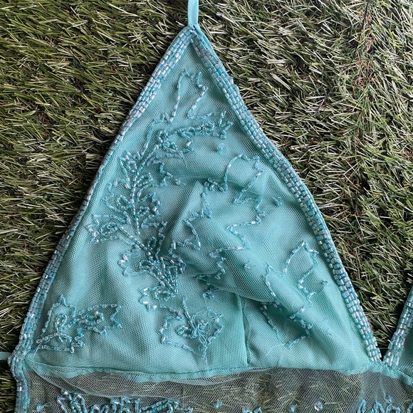 Turquoise Beaded Halter Top - Picture 4 of 12
